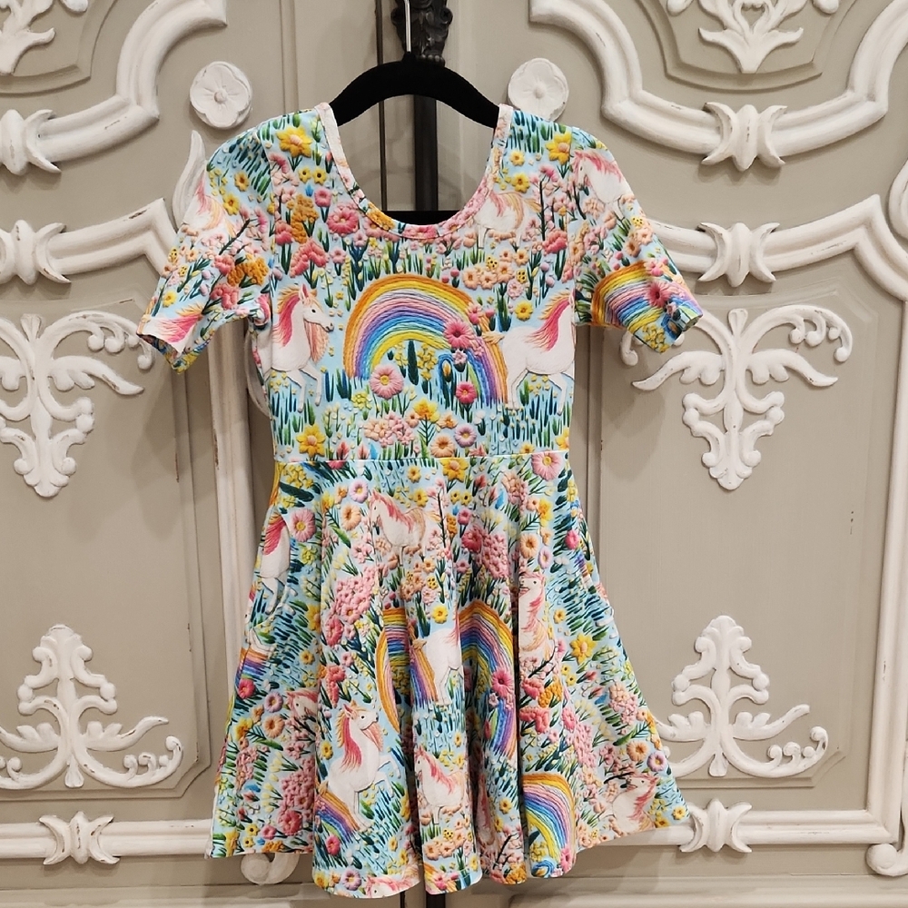 Rock Your Kid Rainbow and Unicorn Girls Dress Size 3